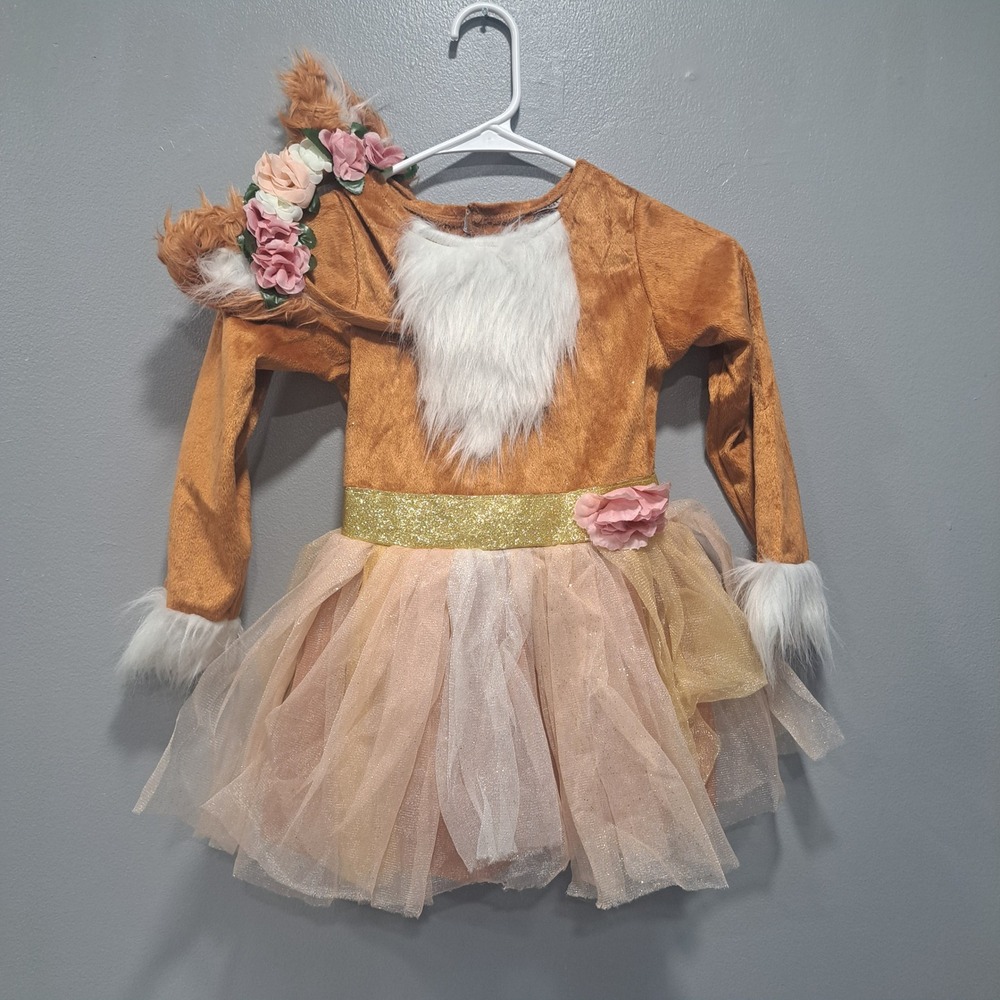 Spirit Halloween Girls Fox Costume Brown Tulle Tutu Headband Woodland Fairy S